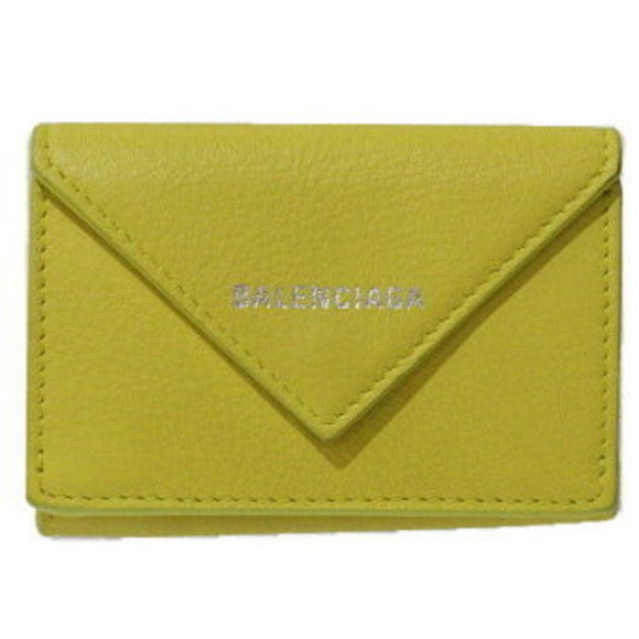 BALENCIAGA Wallet Bag Leather Tri Yellow Folding - Picture 1 of 9